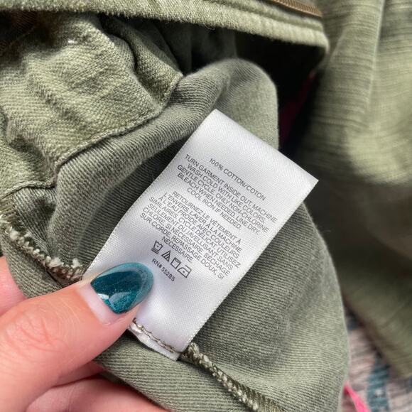 Express Olive Green Utility Jacket Drawstring Waist Button Front‎ -Size Large - Picture 6 of 8